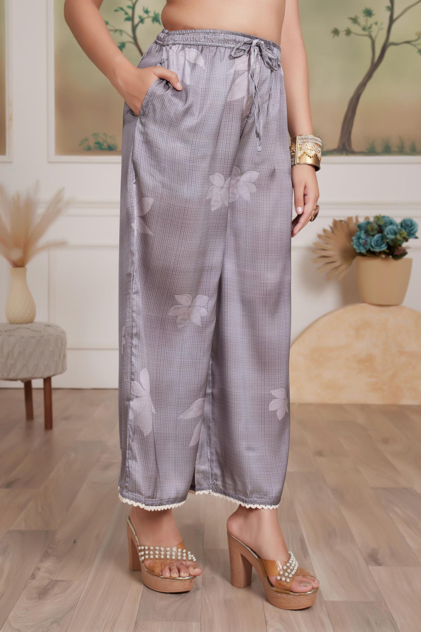 Farida Grey & Red Silk Kurta Set with Dupatta – Elegant Women's Ethnic Ensemble for Festive & Party Wear