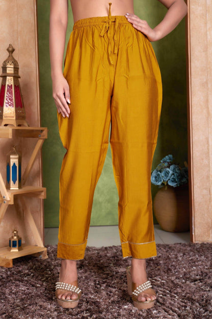 Preet Mustard & Purple Chanderi Silk Kurta Set with Dupatta for Women - Ethnic Festive Wear