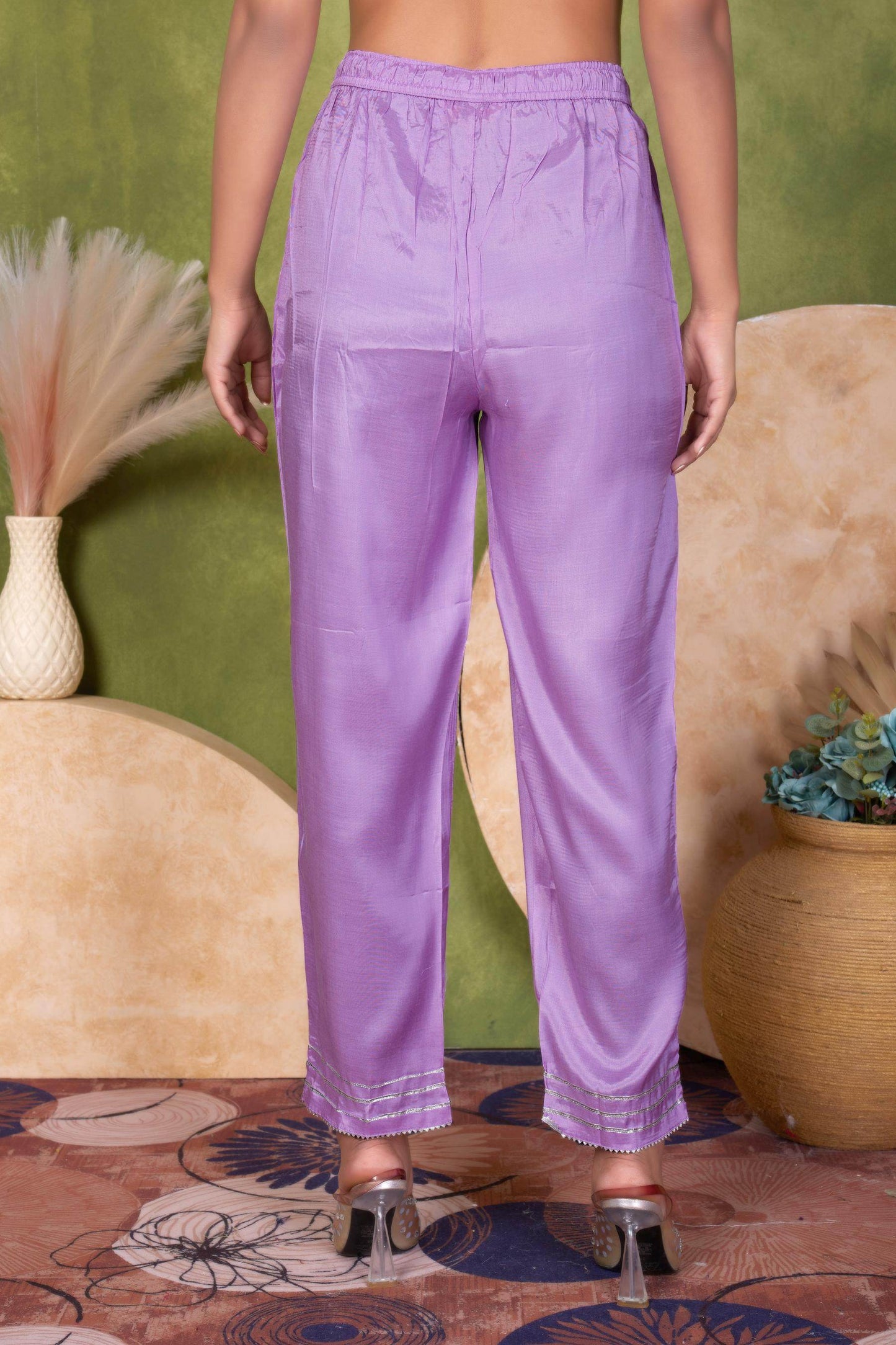 Women's Indu Viscose Purple & Peach Kurta Set with Dupatta - Elegant Ethnic Wear for Festive & Casual Occasions