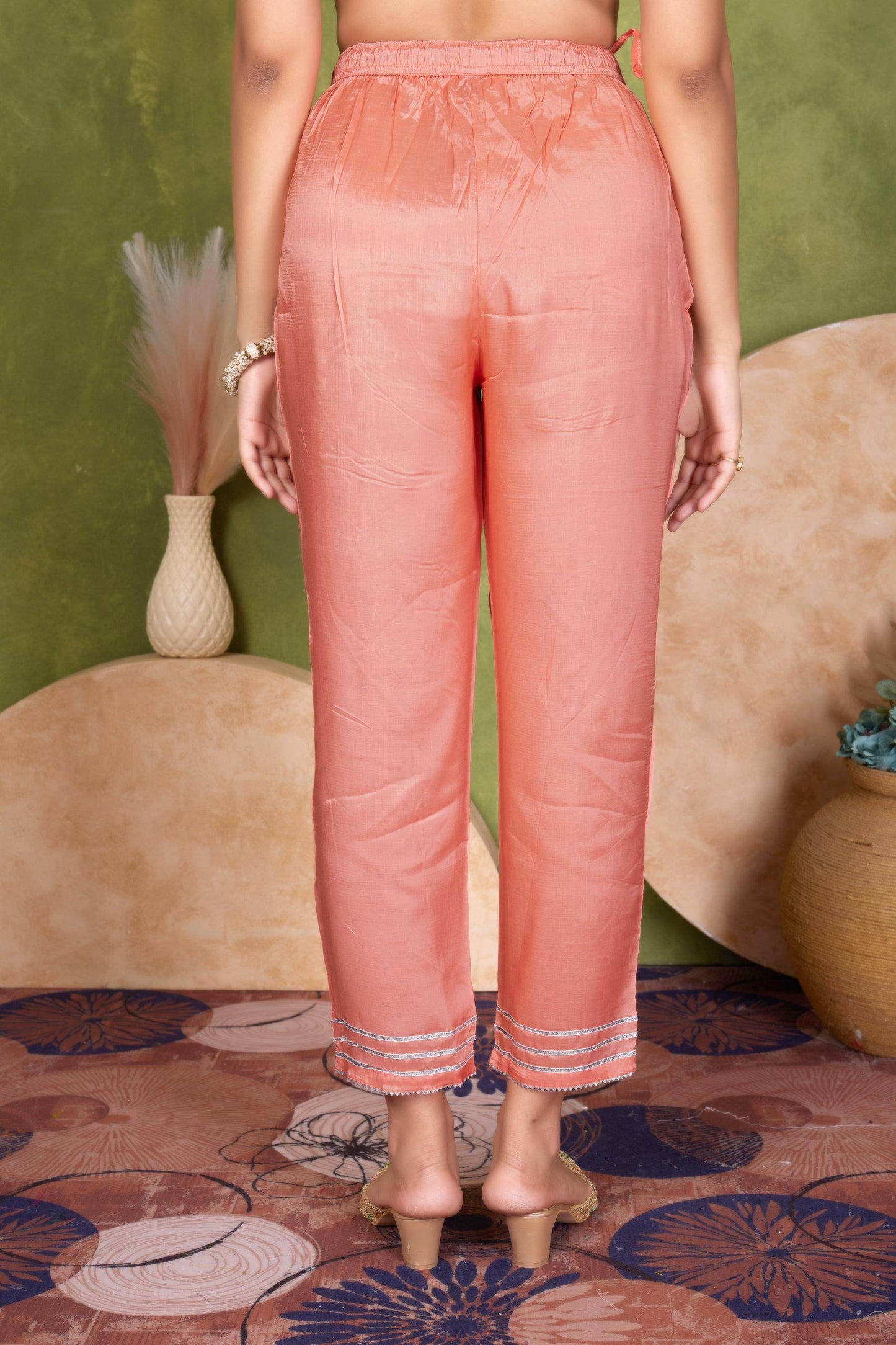 Women's Indu Viscose Purple & Peach Kurta Set with Dupatta - Elegant Ethnic Wear for Festive & Casual Occasions