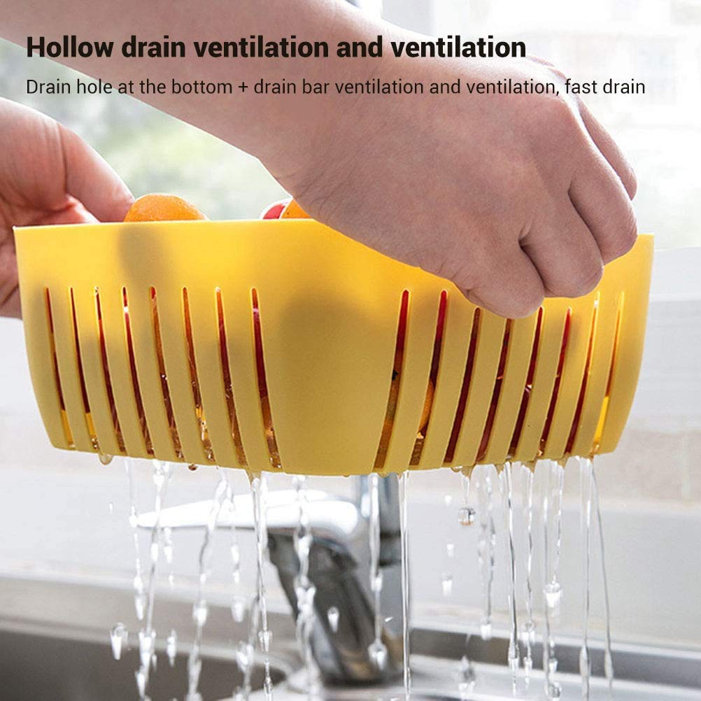 2355 Double Layer Food Drainer Washing Basket With Collapsible Strainers Colander - warehousetech13