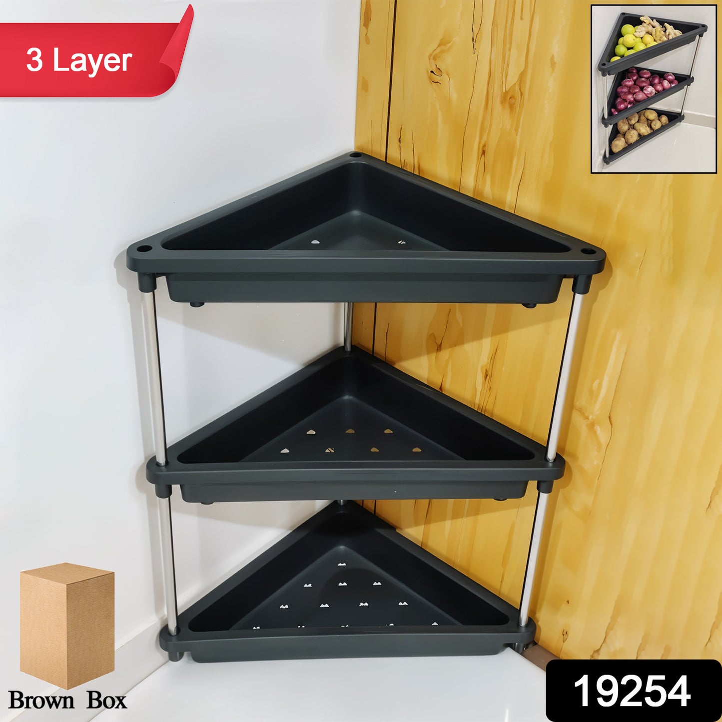 3-layer Multipurpose Plastic Corner Storage Rack - warehousetech13