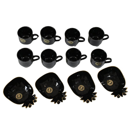 Pine Junction Ceramic Tea Cups Mug Set With Pineapple Shape Serving Bowl (12 Pcs Set) - warehousetech13