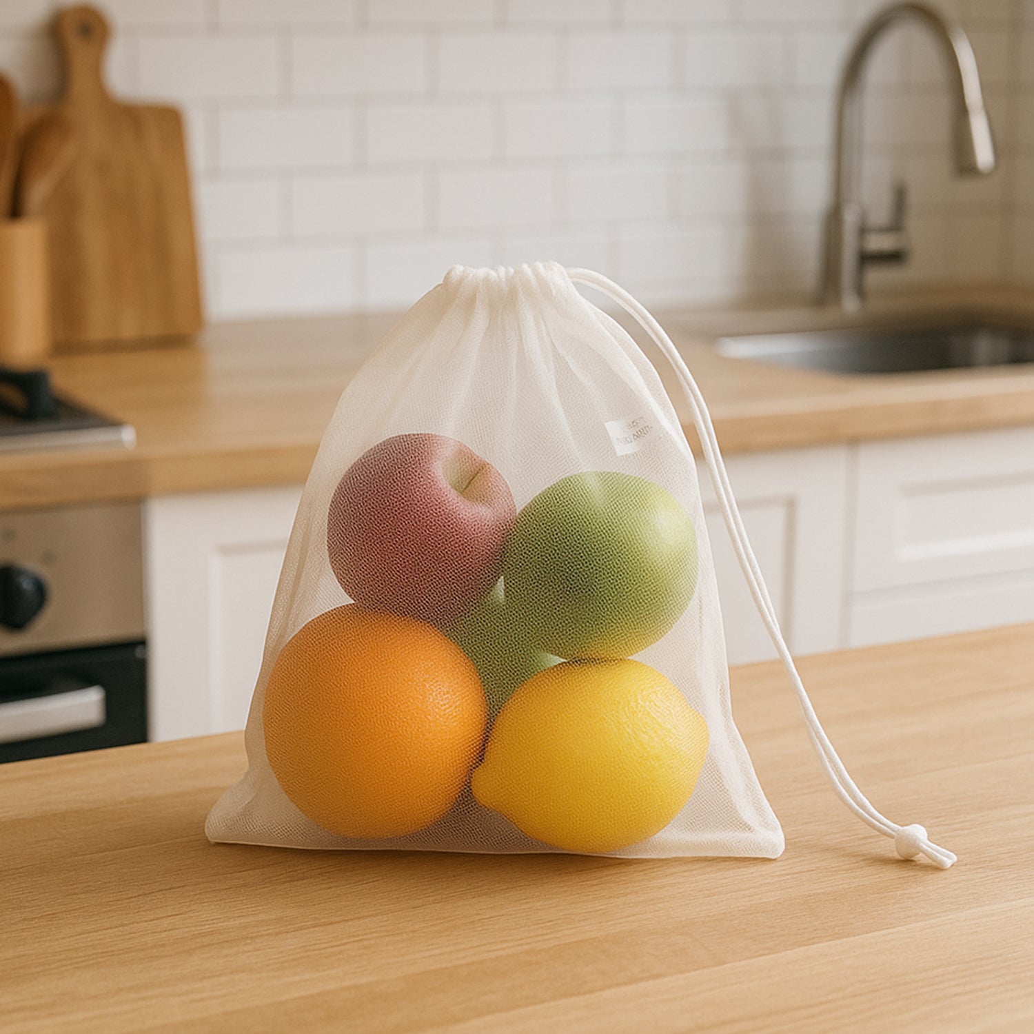 Reusable Transparent Drawstring Mesh Storage Bag (1 Pc) - warehousetech13