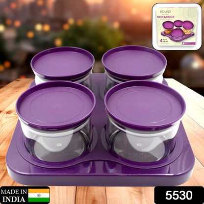 5550 Airtight Plastic 4 Pc Storage Container Set With Tray Dry Fruit Plastic Storage Container Tray Set With Lid Serving Tray For Kitchen - warehousetech13