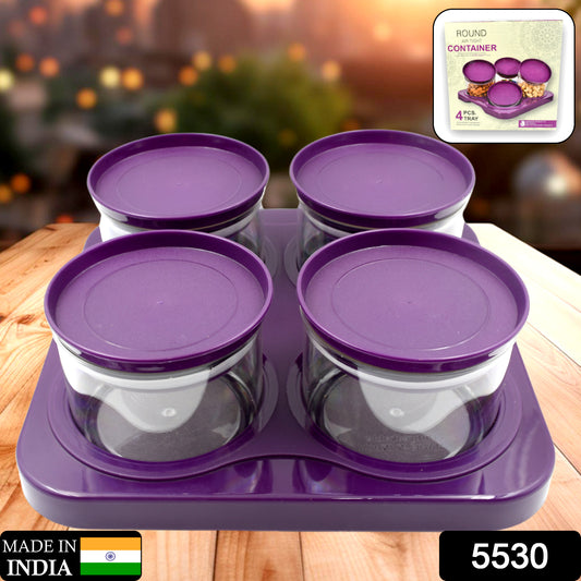 5550 Airtight Plastic 4 Pc Storage Container Set With Tray Dry Fruit Plastic Storage Container Tray Set With Lid Serving Tray For Kitchen - warehousetech13