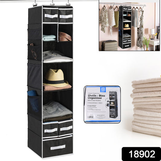 9 Shelf Hanging Closet Organizer With 5 Drawer Organizers - warehousetech13