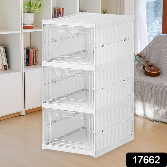 Stackable Multifunctional Storage For Clothes Foldable Drawer Shelf Basket Utility Cart Rack Storage Organizer Cart For Kitchen Pantry Closet Bedroom Bathroom Laundry (3 Layer 1 Pc) - warehousetech13