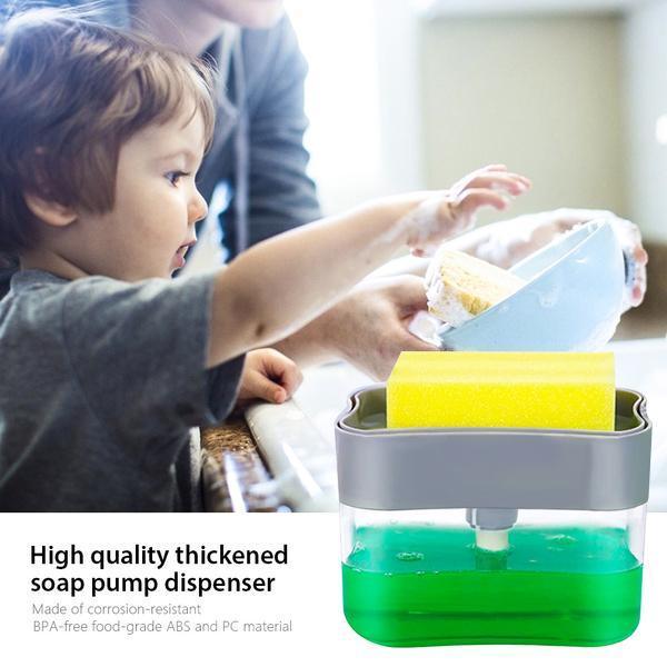Liquid Soap Dispenser On Countertop With Sponge Holder - warehousetech13