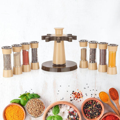 Revolving Spice Rack For Kitchen And Dining Table 8 Spice Jars - warehousetech13