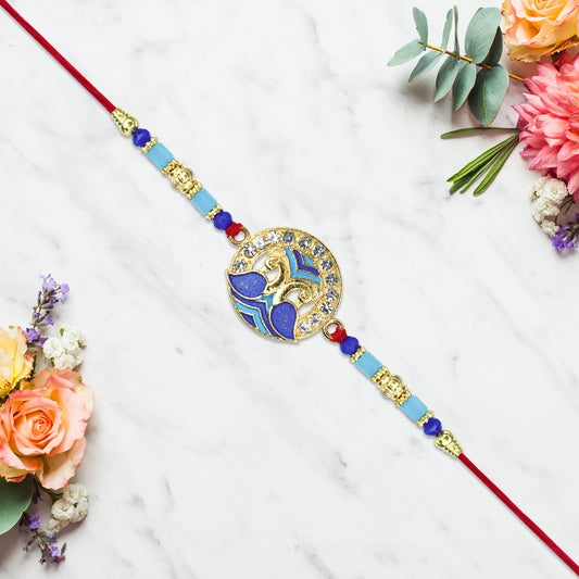 Blue Peacock Feather Rakhi - warehousetech13
