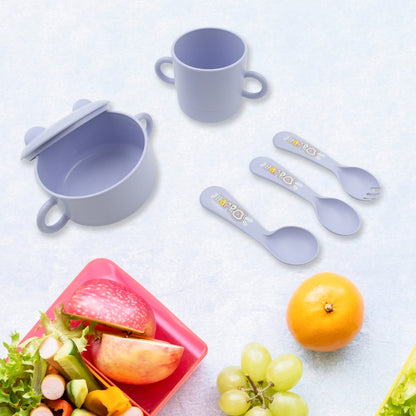 Baby Feeding Set For Kids And Toddlerschildren Children Dinnerware Set - Bamboo Fibre Feeding Set For Kids Cartoon Design Plate Cup Spoon Fork And Chopsticks Tableware Cutlery For Kids Microwave Dishwasher Safe (7 Pcs Set) - warehousetech13