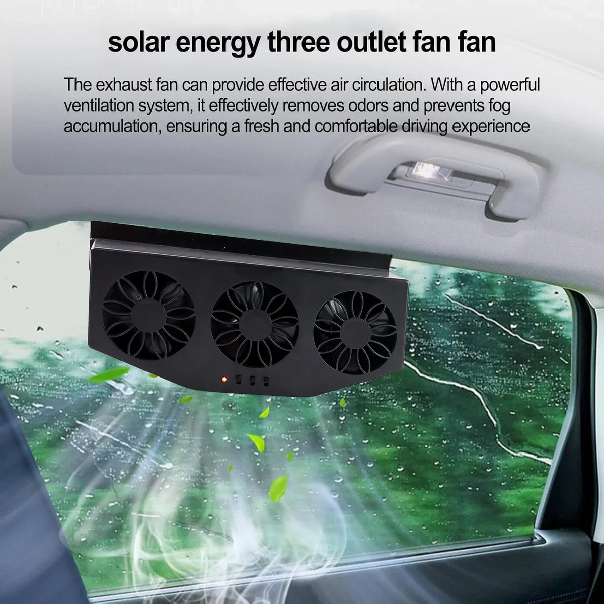 Triple Fan Solar Powered Car Exhaust Ventilation System With Usb Charging - warehousetech13