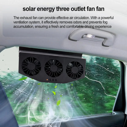 Triple Fan Solar Powered Car Exhaust Ventilation System With Usb Charging - warehousetech13