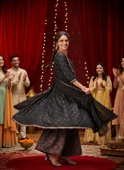 Trendy Chanderi Silk Ajrakh Kurta Set with Dupatta