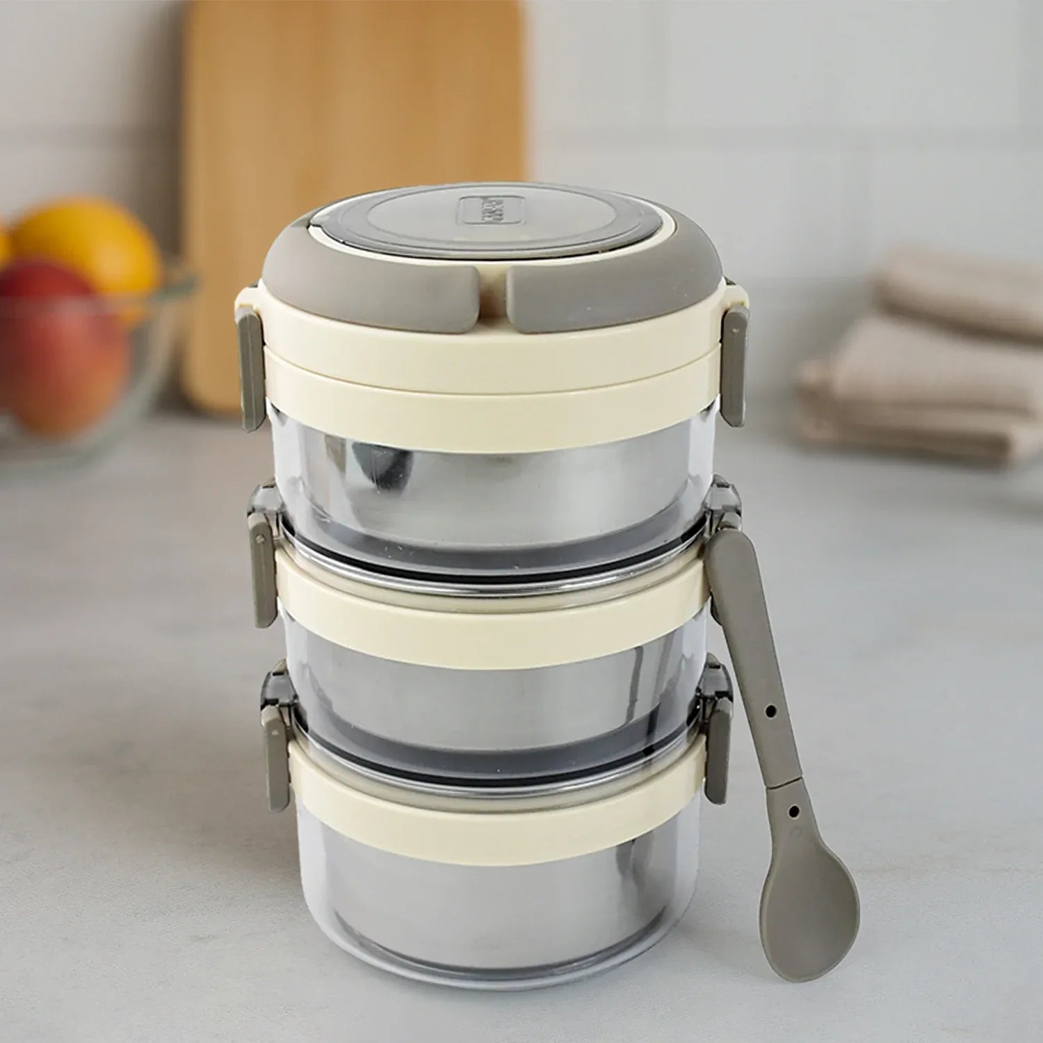 Ganesh Steko-3 Triple Layer Stainless Steel Insulated Lunch Box Set - warehousetech13