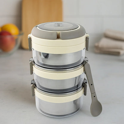 Ganesh Steko-3 Triple Layer Stainless Steel Insulated Lunch Box Set - warehousetech13