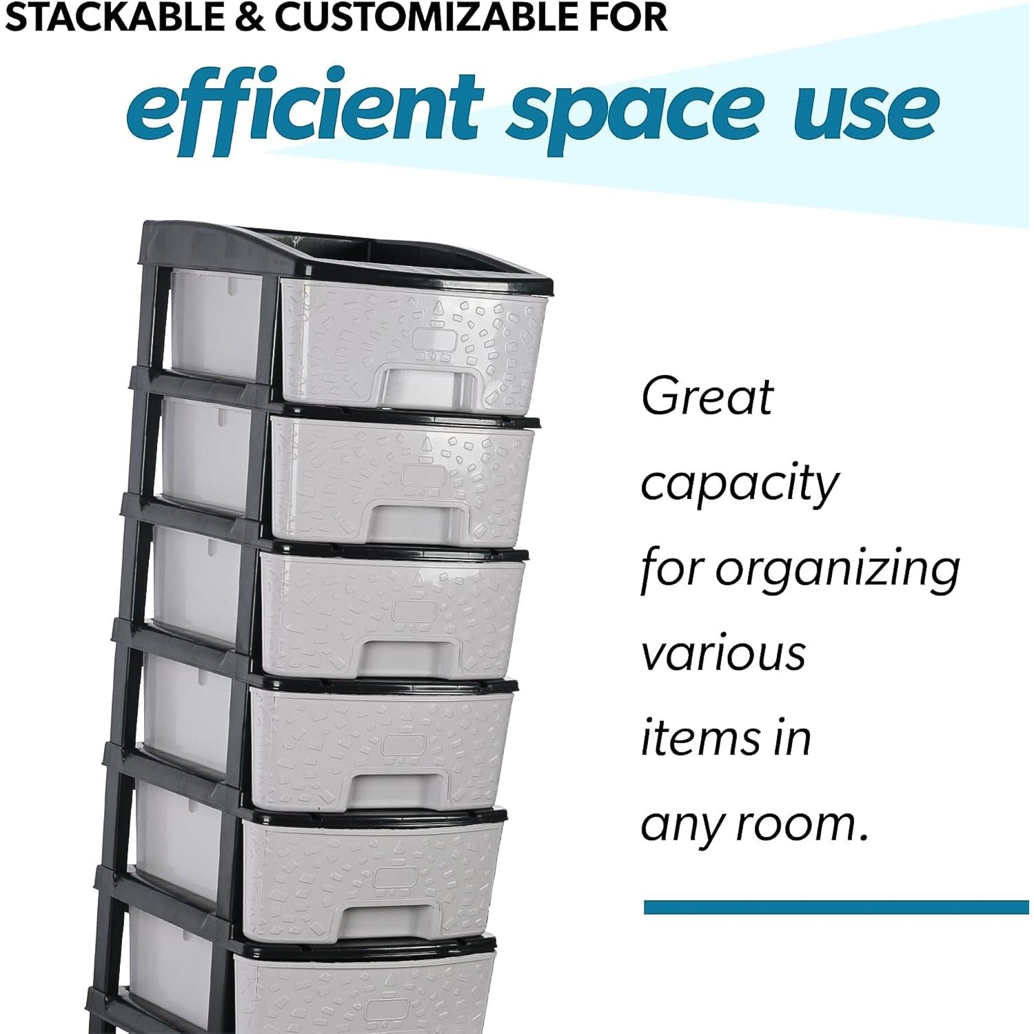 6-layer Heavy-duty Plastic Drawer Organizer Cabinet With Stone Texture Drawers - warehousetech13