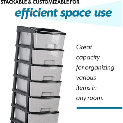 6-layer Heavy-duty Plastic Drawer Organizer Cabinet With Stone Texture Drawers - warehousetech13