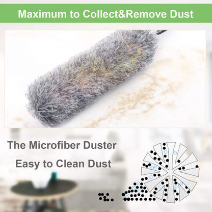 1279 Microfiber Dusters For Cleaning Telescoping Feather Duster With 100 Inches Extendable Handle Pole Dusting Cleaning Tools For Cleaning High Ceiling Ceiling Fan Blinds Cobwebs Furniture Cars - warehousetech13