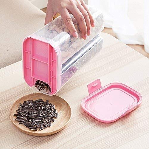2147 Plastic 2 Sections Air Tight Transparent Food Grain Cereal Storage Container (2 Ltr) - warehousetech13