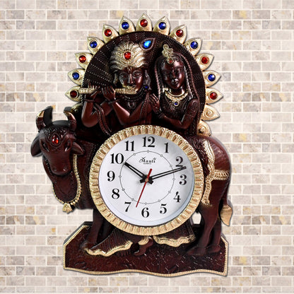 Analog Latest Stylish New Models Wall Clock With God Radha Kishan Frame - warehousetech13