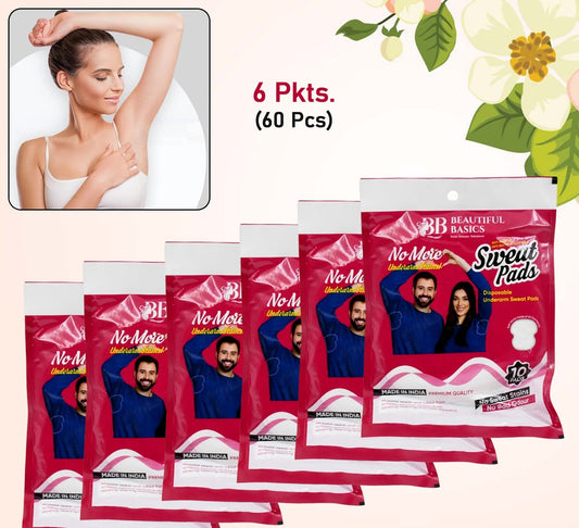 Beautiful Basics Underarms Sweat Pads Disposable (Pkts 6x 60 Pcs Set)