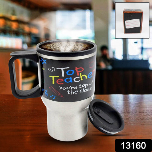Stainless Steel Vacuum Glass Insulated Glass Coffee Cups Double Walled Travel Mug Car Coffee Mug (With Lid Handle) - warehousetech13