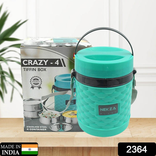 Double Wall Insulated Stainless Steel Tiffin 4 Compartment Lunch Box With Handle Stae Stainless Steel Lunch Box - warehousetech13