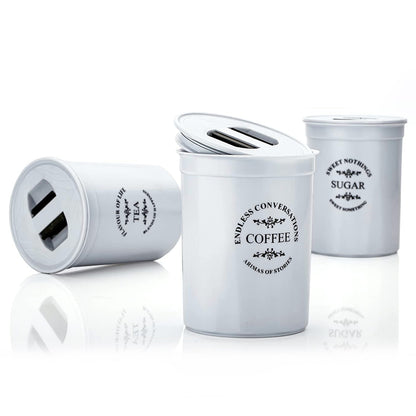 5766 Accurate Seal Tea Sugar Coffee Container - 3 Pcs Plastic Damru Shaped Tea Coffee Sugar Canisters Jar New Airtight Food Seal Containers For Salt Dry Fruit Grocery Multicolor (3 Pcs Set) - warehousetech13
