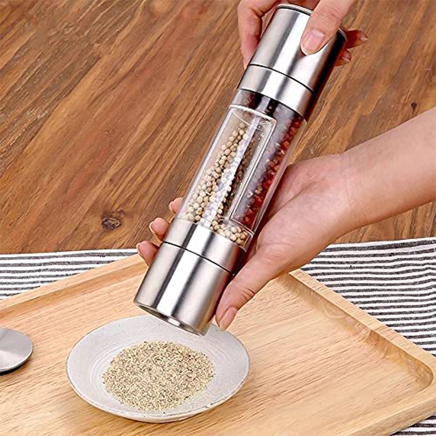2-in-1 Stainless Steel Salt And Pepper Grinder - warehousetech13