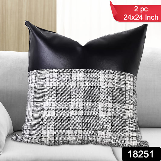 Pillow Covers Cushion Cases Soft Leather And Cotton (23 22 Inch 1 Pair 2 Pc) - warehousetech13