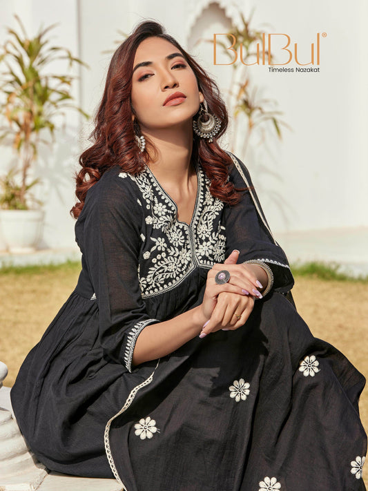 Akanksha Black Pure Cotton Kurta Set & Dupatta – Elegant Women’s Ethnic Wear