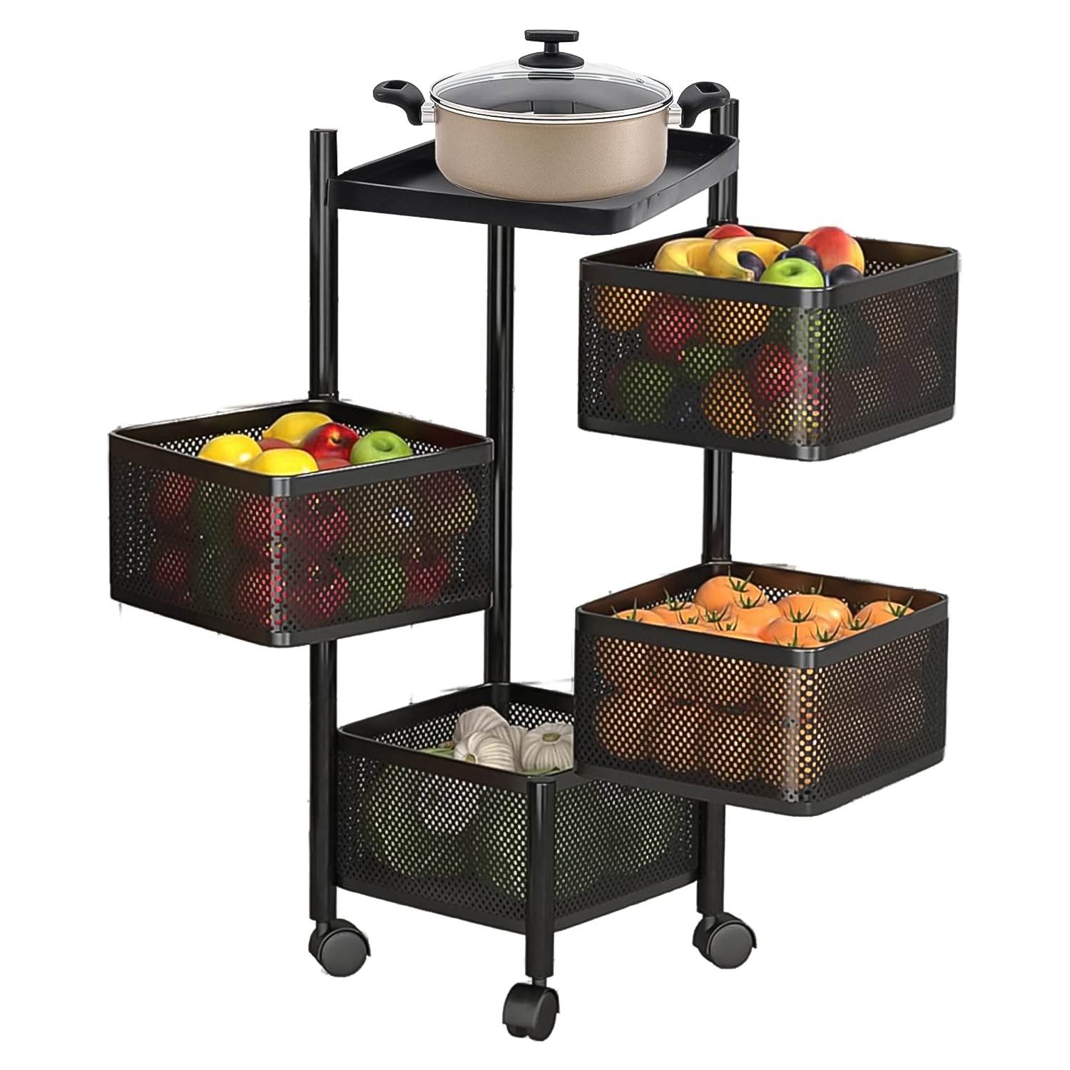 Metal Square High Quality Kitchen Trolley With Wheels (4 Layer 1 Pc) - warehousetech13