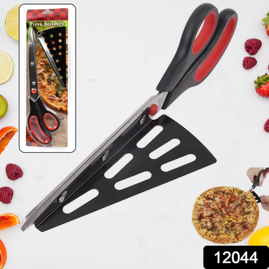 Stainless Steel Pizza Cutter Scissors Plastic Handle With Removable Spatula - warehousetech13