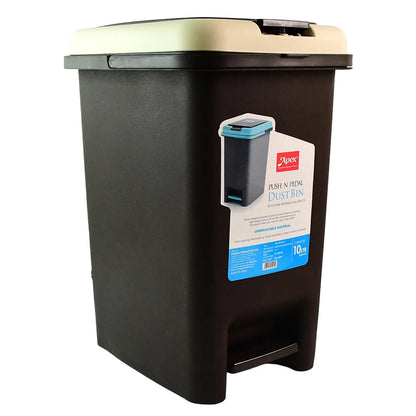 Apex Push N Pedal Plastic Dustbin 10l Capacity (1 Pc) - warehousetech13