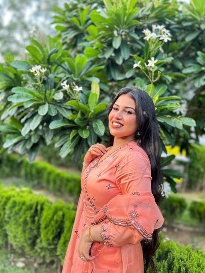 Ruqaiya Women's Purple & Peach Viscose Kurta Set with Dupatta - Elegant Ethnic Wear for Festive & Casual Occasions