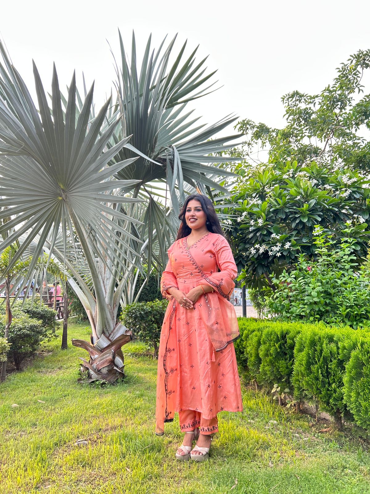 Ruqaiya Women's Purple & Peach Viscose Kurta Set with Dupatta - Elegant Ethnic Wear for Festive & Casual Occasions