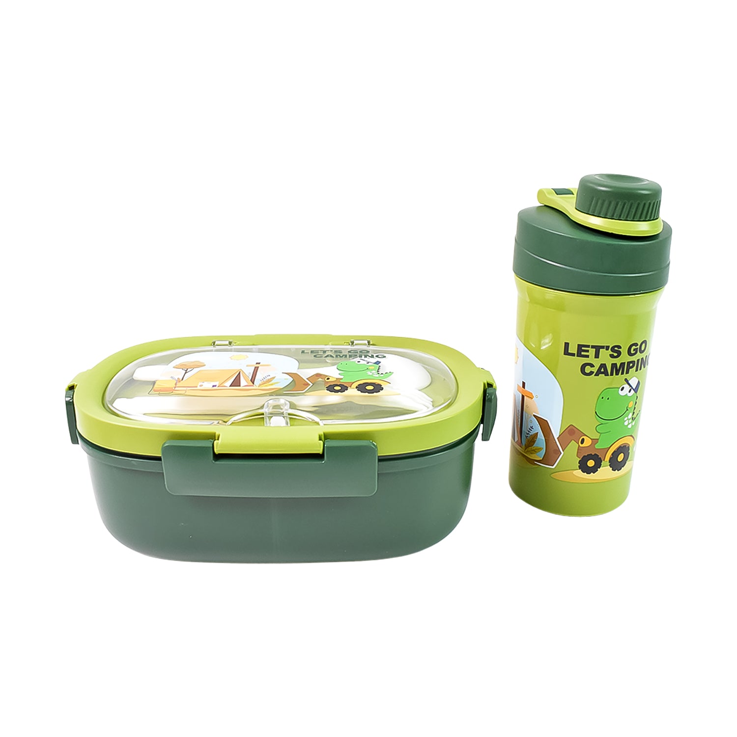 Plastic Lunch Box Leak Proof 3 Compartment With Bottle Spoon And Fork (1 Set) - warehousetech13