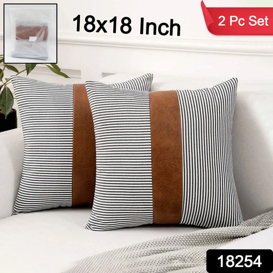 Pillow Covers Leather Cotton Cushion Covers (16 16 Inch 1 Pair 2 Pc) - warehousetech13