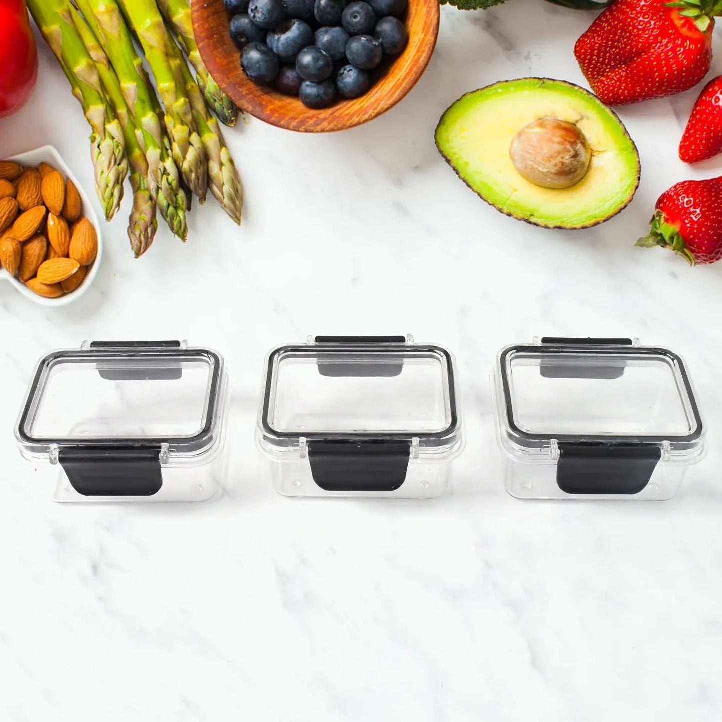 Kitchen Storage Container With Air Seal Lock Lid (3 Piece Set 250 Ml) - warehousetech13