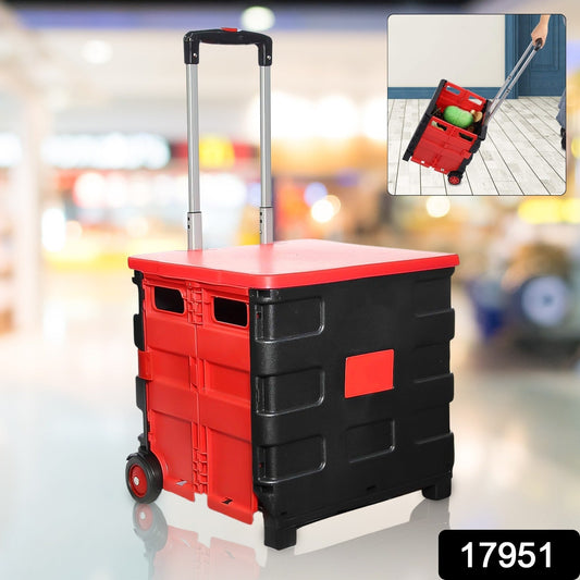 Foldable Shopping Grocery Trolley Cart Travel Portable Food Basket (1 Pc) - warehousetech13