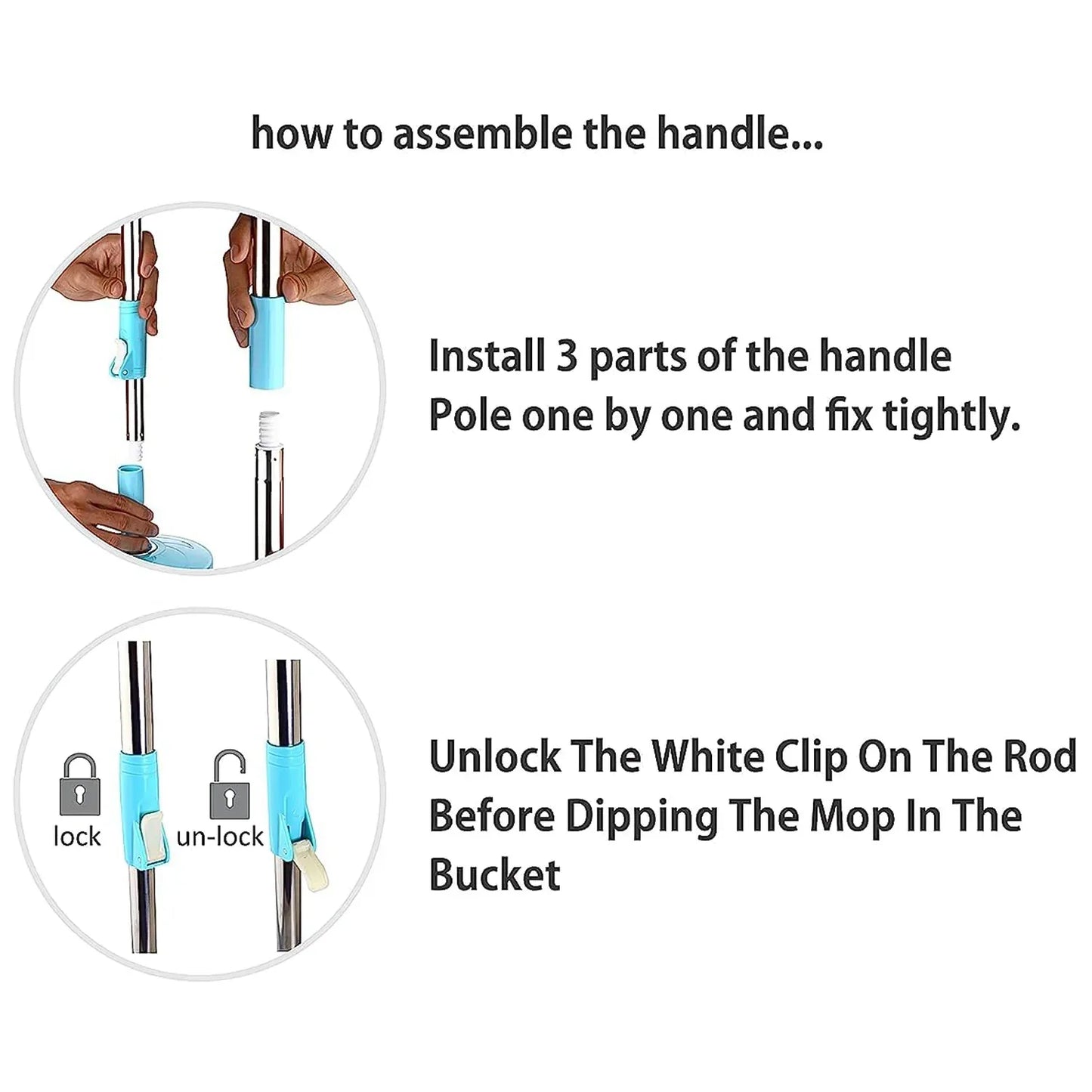 Adjustable Stainless Steel Mop Rod Set 120 Cm - warehousetech13