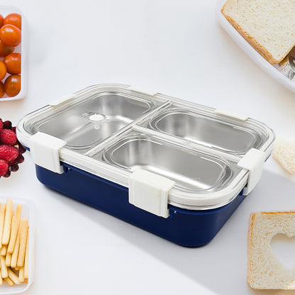 3 Compartment Transparent Stainless Steel Lunch Box For Kids Tiffin Box Lunch Box Lunch Box For Kids Insulated Lunch Box Lunch Box For Office Women And Men Stainless Steel Tiffin Box For Boys Girls School Office