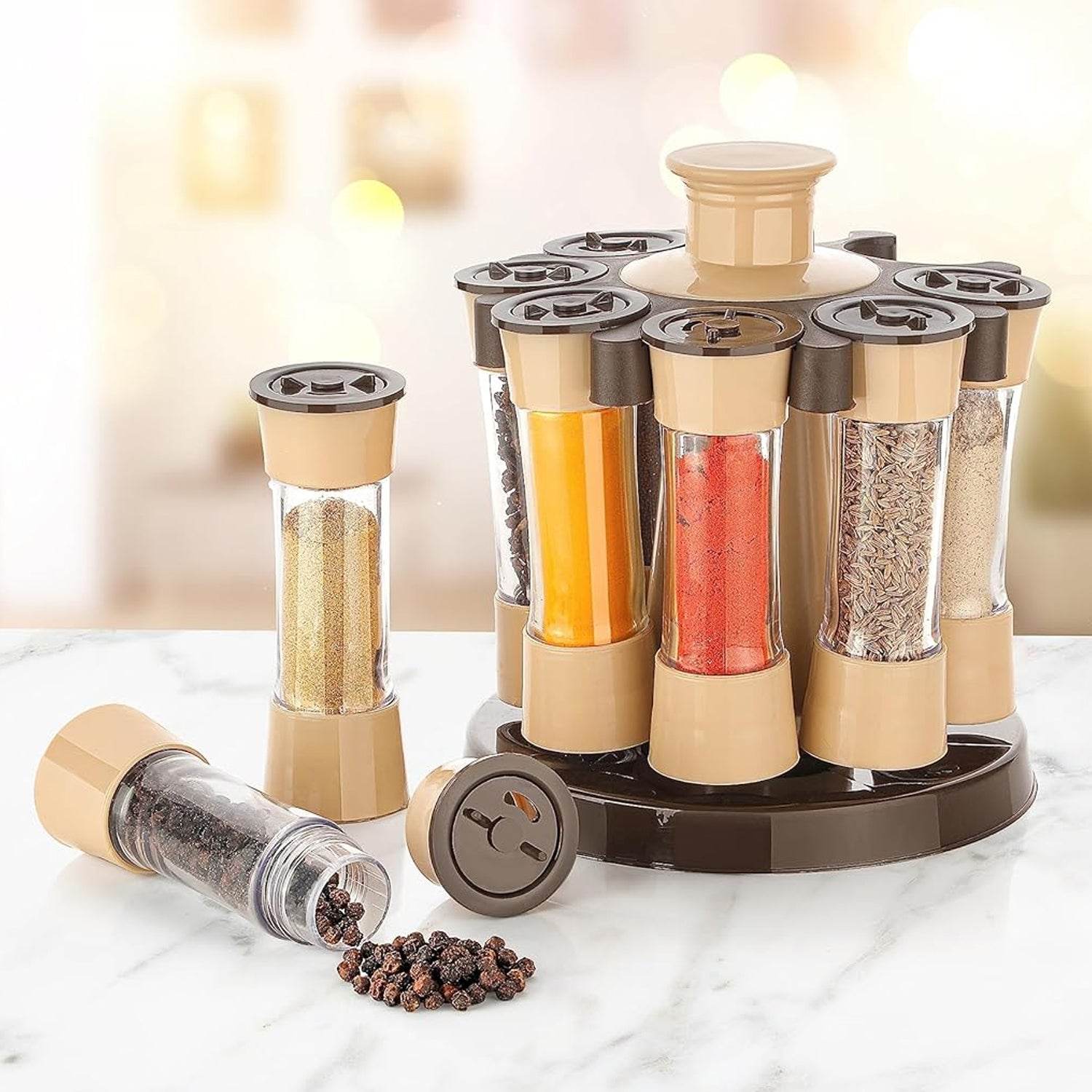 Revolving Spice Rack For Kitchen And Dining Table 8 Spice Jars - warehousetech13