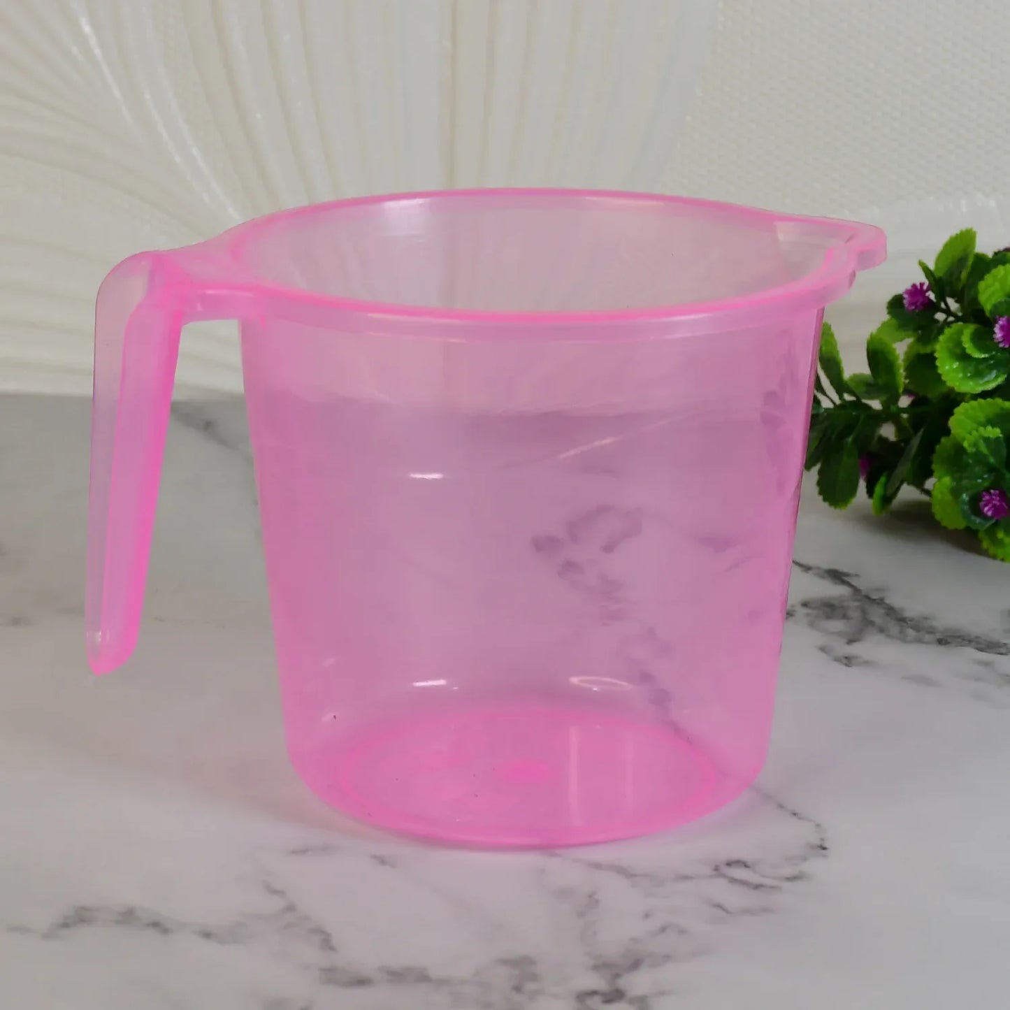 Plastic Round Transparent Bath Water Mug (1 Pc 1200 Ml Mix Color) - warehousetech13