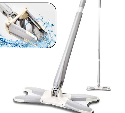 X Shape Mop Or Floor Cleaning Hands-free Squeeze Microfiber Flat Mop System 360 Flexible Head Wet And Dry Mop For Home Kitchen With 1 Super-absorbent Microfiber Pads. - warehousetech13