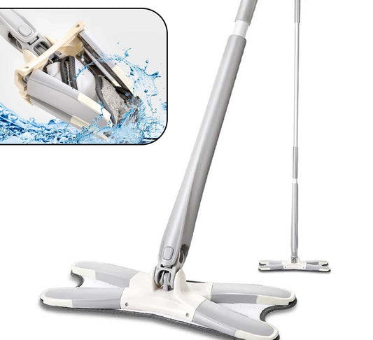 X Shape Mop Or Floor Cleaning Hands-free Squeeze Microfiber Flat Mop System 360 Flexible Head Wet And Dry Mop For Home Kitchen With 1 Super-absorbent Microfiber Pads. - warehousetech13