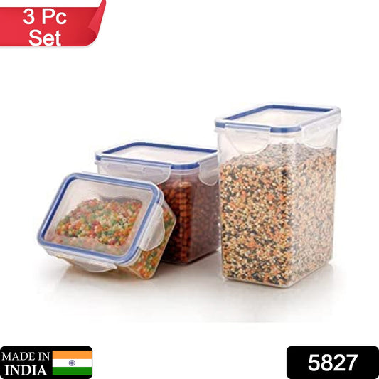 Rectangle Abs Airtight Food Storage Containers With Leak Proof Locking Lid Storage Container Set Of 3 Pc (Approx Capacity 500ml1000ml1500ml Transparent) - warehousetech13