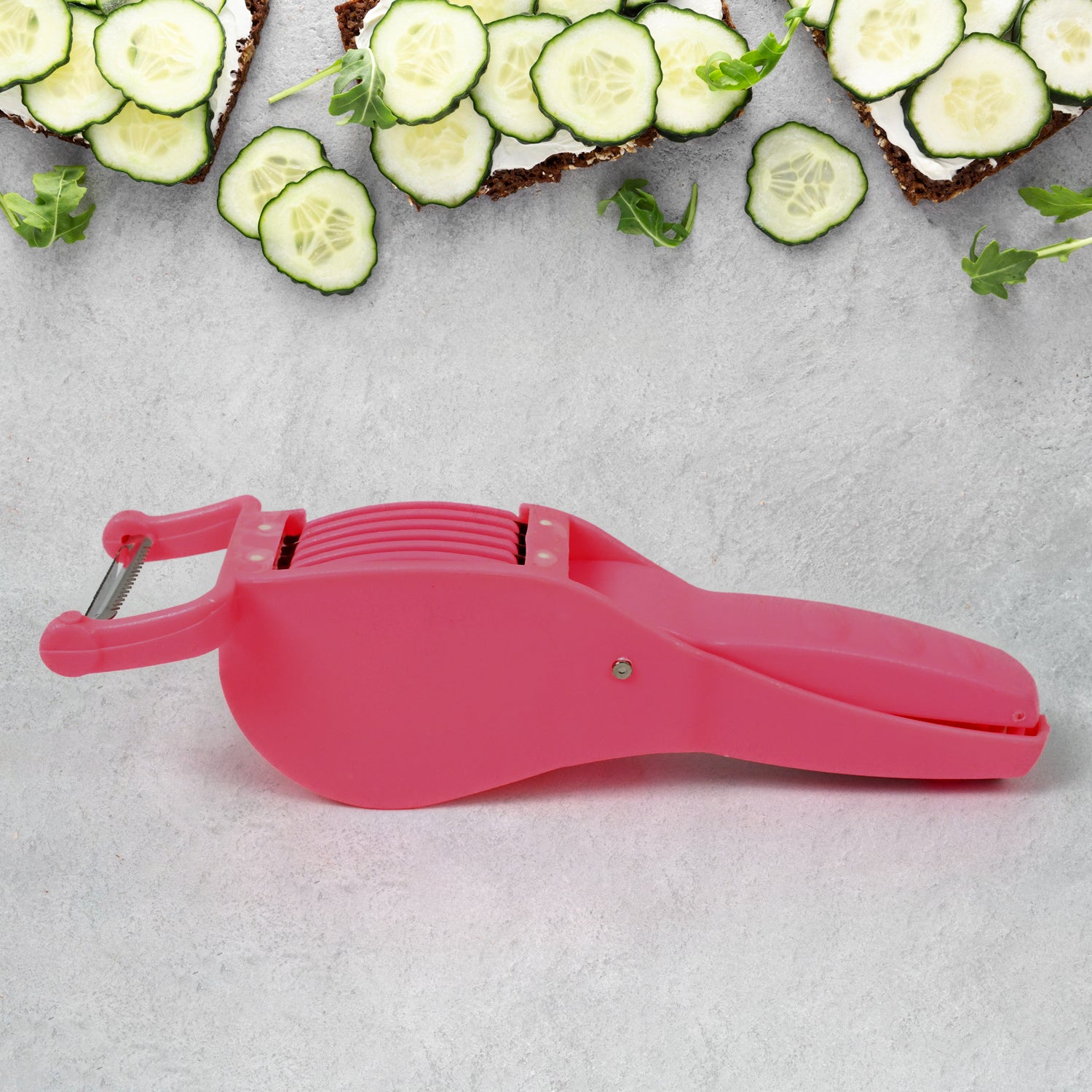 Plastic 2 In 1 Vegetable Fruit Multi Cutter 5 Blade Vegetable Cutter With Peeler (1 Pc Multicolor) - warehousetech13
